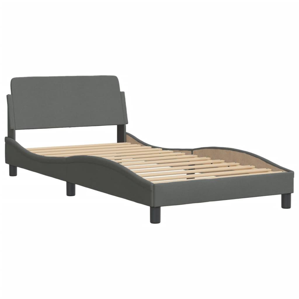 Bed Frame without Mattress "Hvar" Dark Grey 107x203 cm King Single Fabric