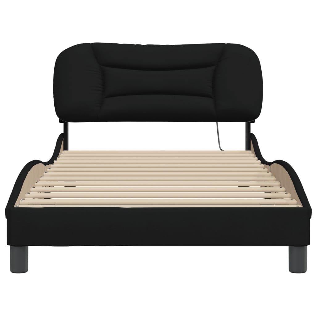 Bed Frame without Mattress "Hvar" Black 107x203 cm King Single Fabric