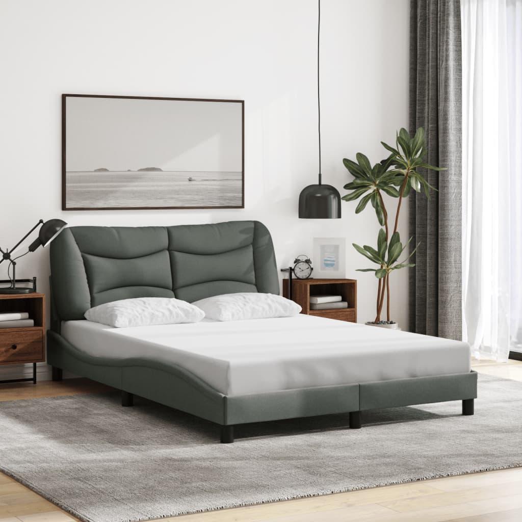 Bed Frame without Mattress "Hvar" Dark Grey 137x190 cm Double Fabric