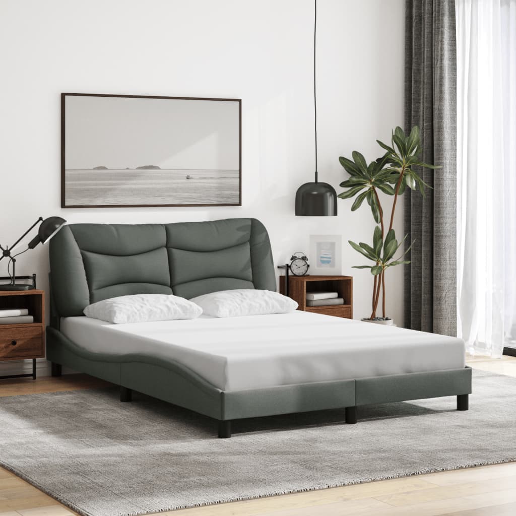 Bed Frame without Mattress Dark Grey 137x187 cm Double Fabric