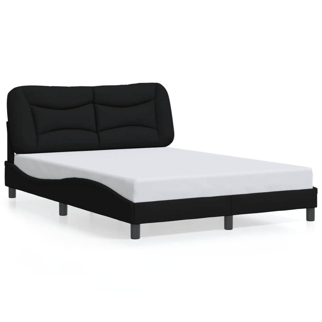 Bed Frame without Mattress "Hvar" Black 137x190 cm Double Fabric