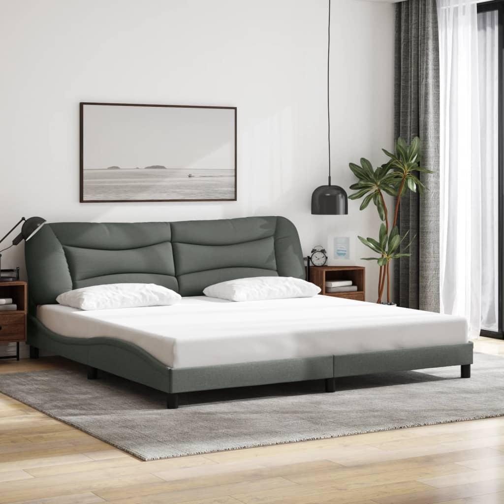 Bed Frame without Mattress "Hvar" Dark Grey 180x200 cm King Fabric