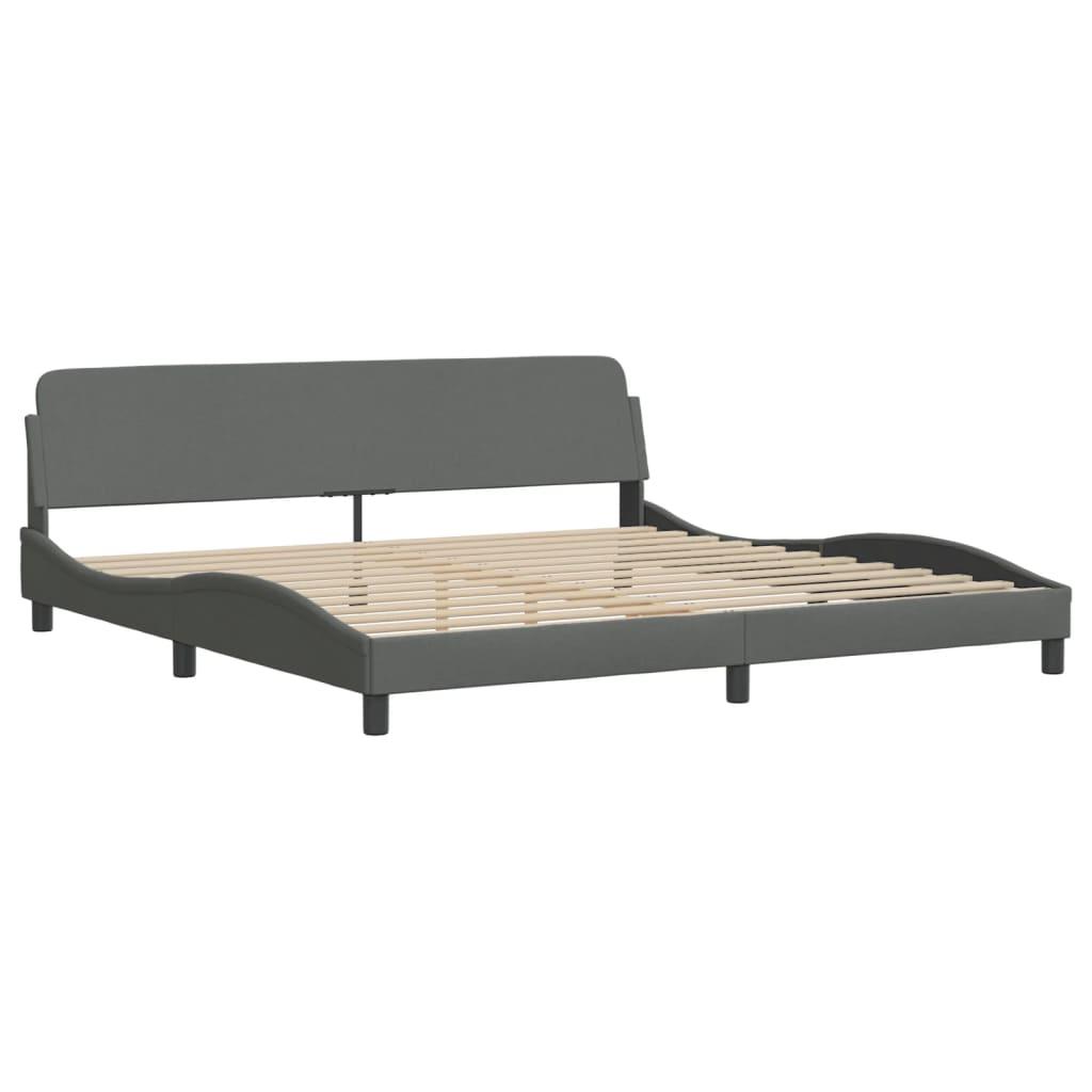 Bed Frame without Mattress "Hvar" Dark Grey 180x200 cm King Fabric