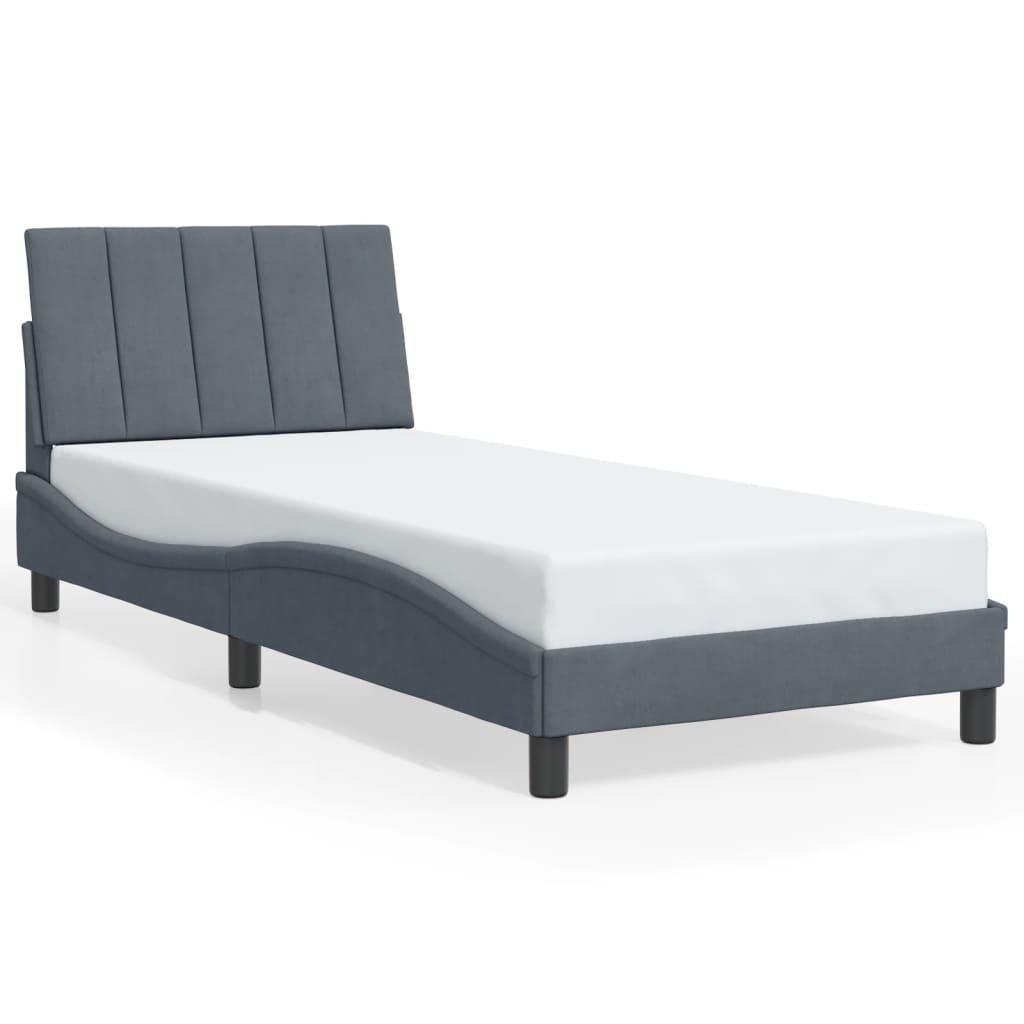 Bed Frame without Mattress "Hanko" Dark Grey 90x190 cm Velvet