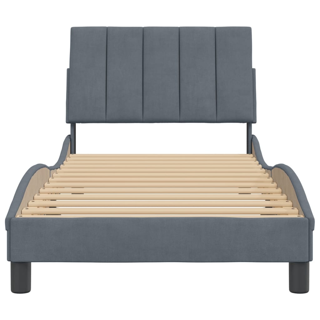Bed Frame without Mattress "Hanko" Dark Grey 90x190 cm Velvet