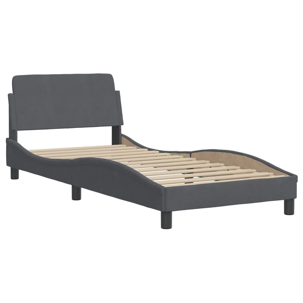 Bed Frame without Mattress "Hanko" Dark Grey 90x190 cm Velvet