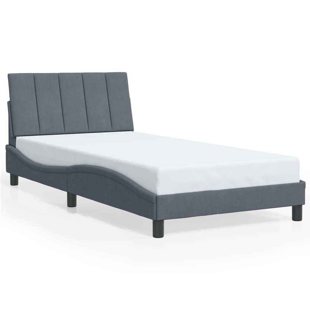 Bed Frame without Mattress "Hankor" Dark Grey 107x203 cm King Single Velvet