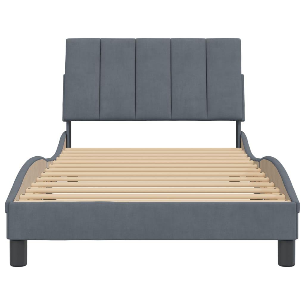 Bed Frame without Mattress "Hankor" Dark Grey 107x203 cm King Single Velvet