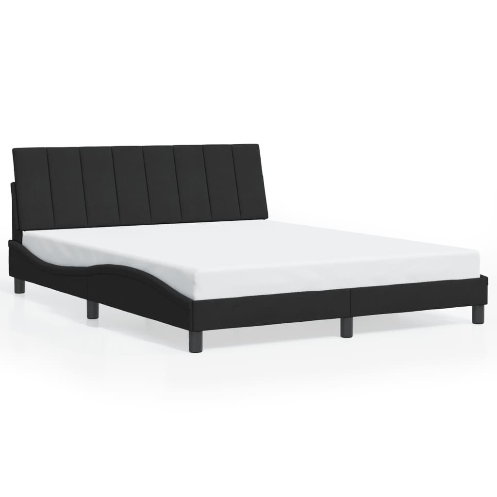 Bed Frame without Mattress "Hanko" Black 152x203 cm Queen Velvet
