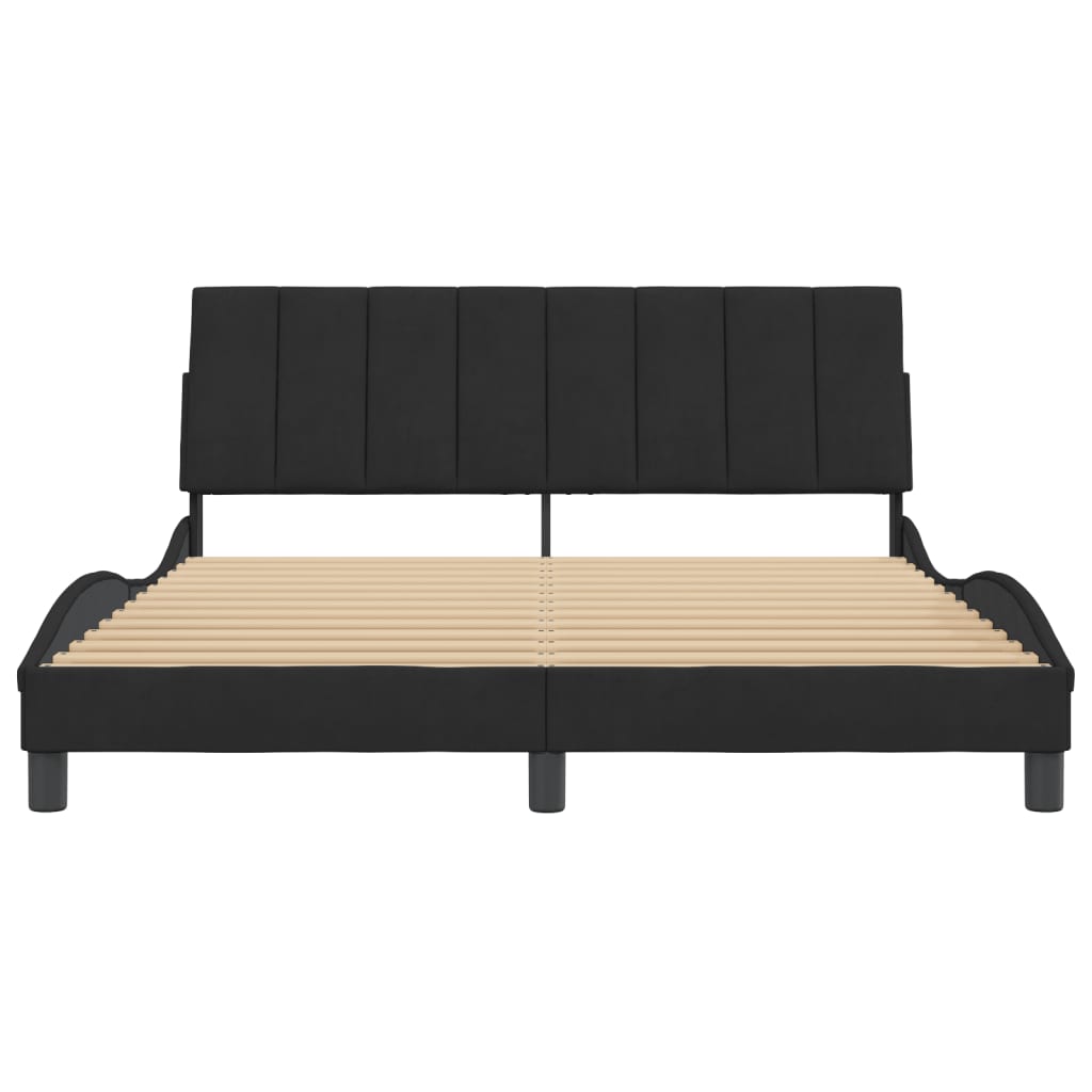 Bed Frame without Mattress "Hanko" Black 152x203 cm Queen Velvet