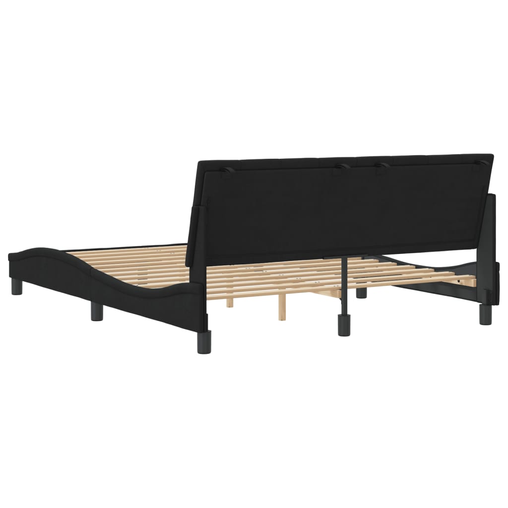 Bed Frame without Mattress "Hanko" Black 152x203 cm Queen Velvet
