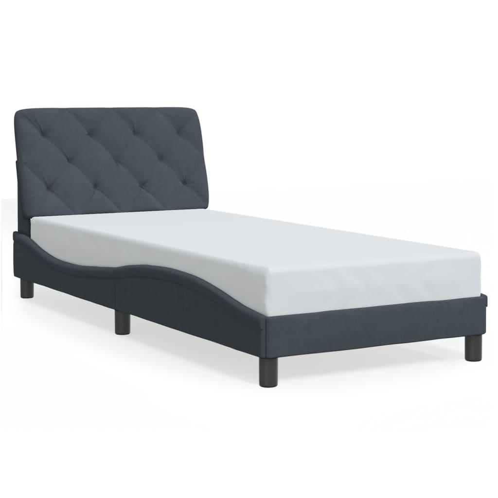 Bed Frame without Mattress Dark Grey 90x190 cm Velvet