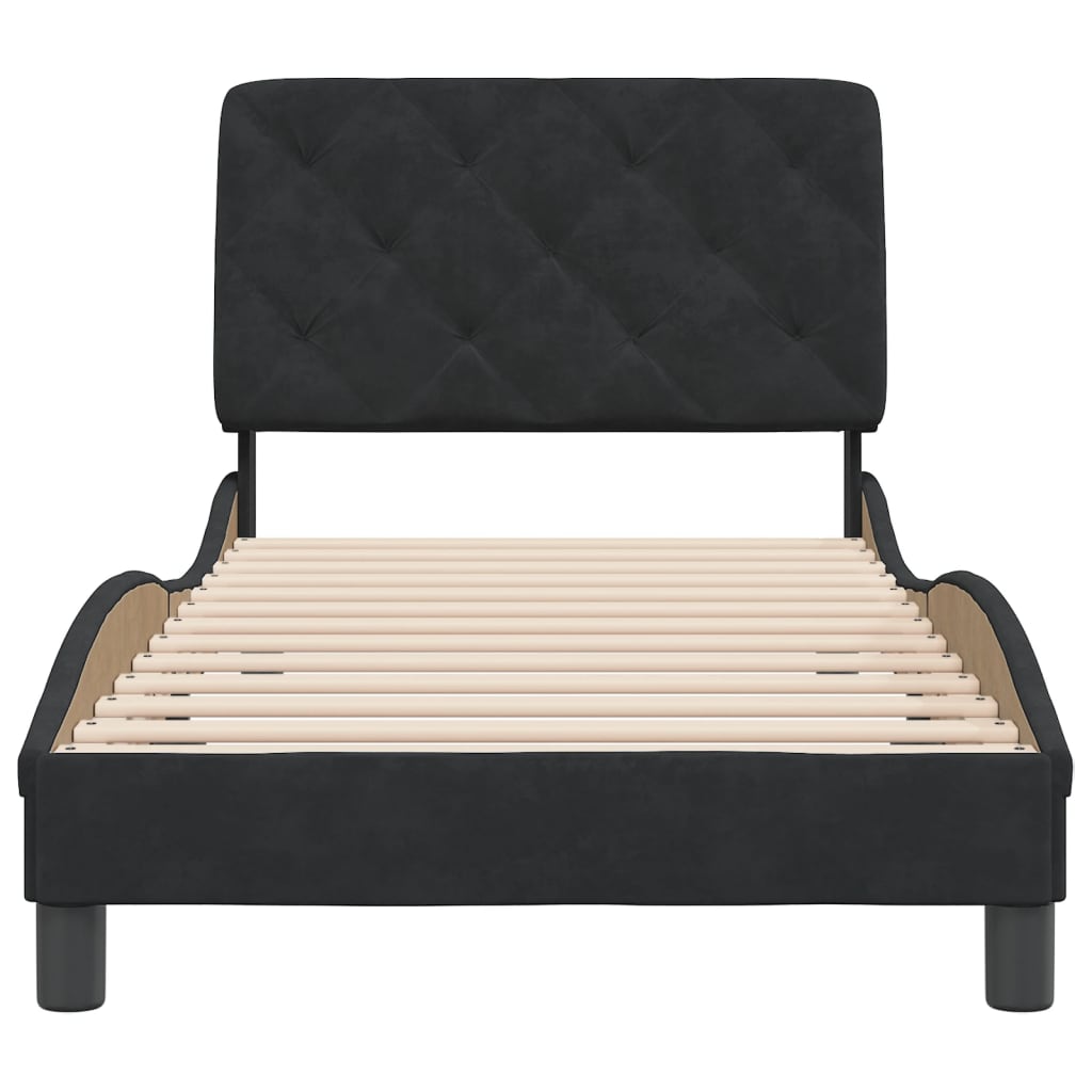 Bed Frame without Mattress Black 90x190 cm Velvet