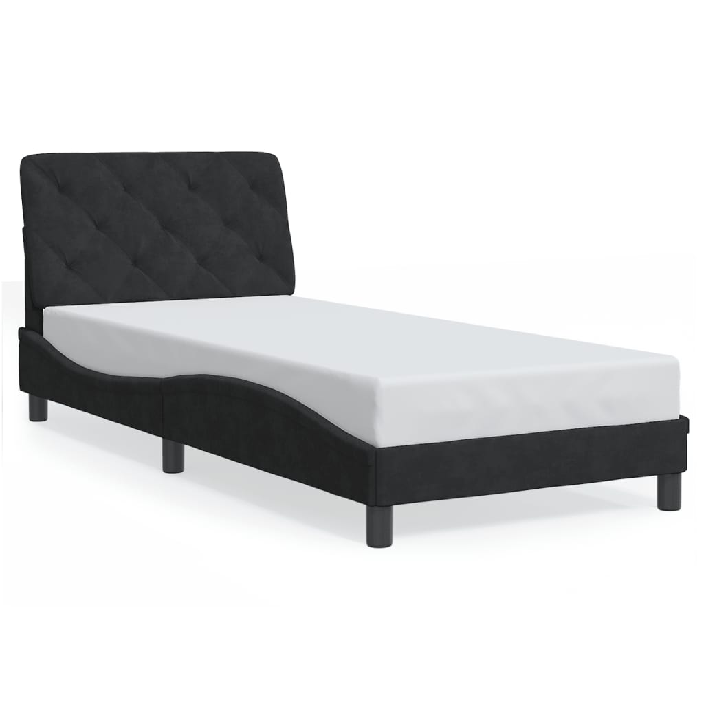 Bed Frame without Mattress Black 90x190 cm Velvet