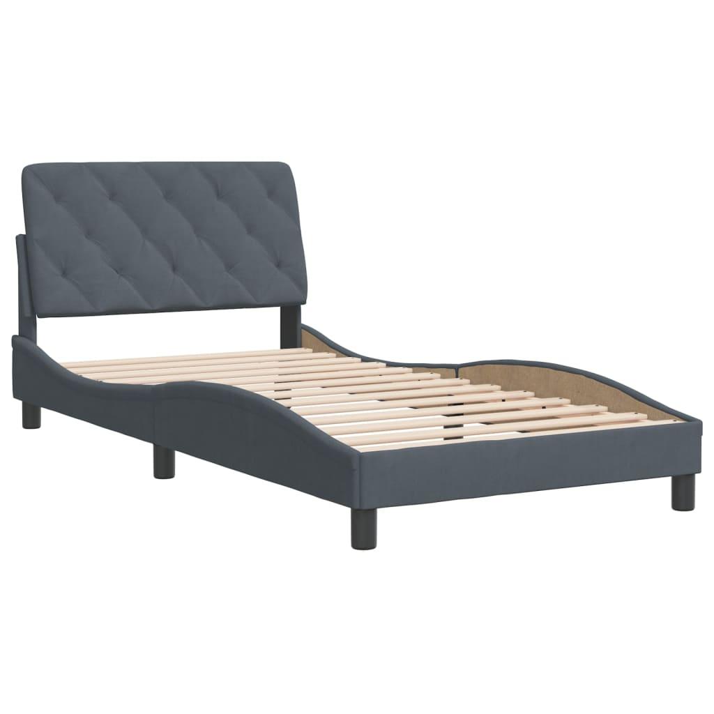 Bed Frame without Mattress Dark Grey 107x203 cm King Single Velvet