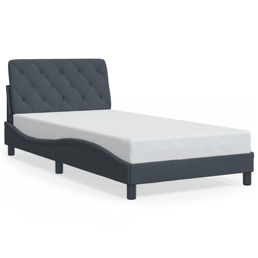 Bed Frame without Mattress Dark Grey 107x203 cm King Single Velvet