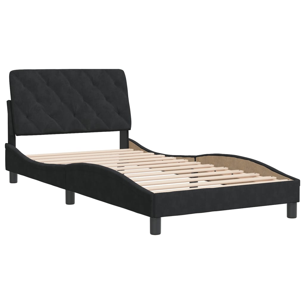 Bed Frame without Mattress Black 107x203 cm King Single Velvet