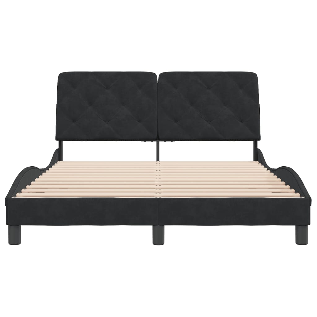 Bed Frame without Mattress Black 137x187 cm Double Velvet