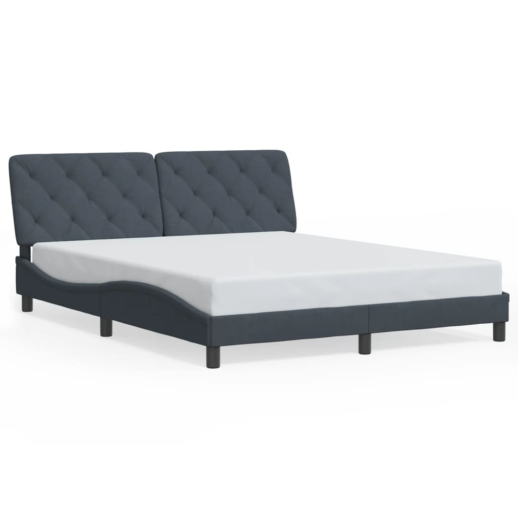 Bed Frame without Mattress Dark Grey 152x203 cm Queen Velvet