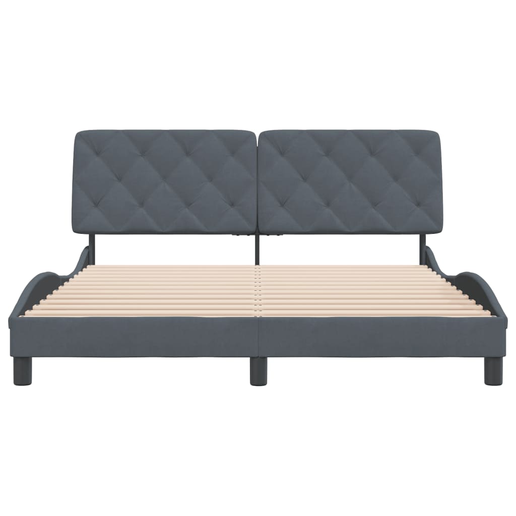 Bed Frame without Mattress Dark Grey 152x203 cm Queen Velvet