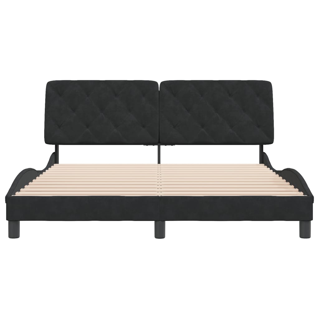 Bed Frame without Mattress Black 152x203 cm Queen Velvet