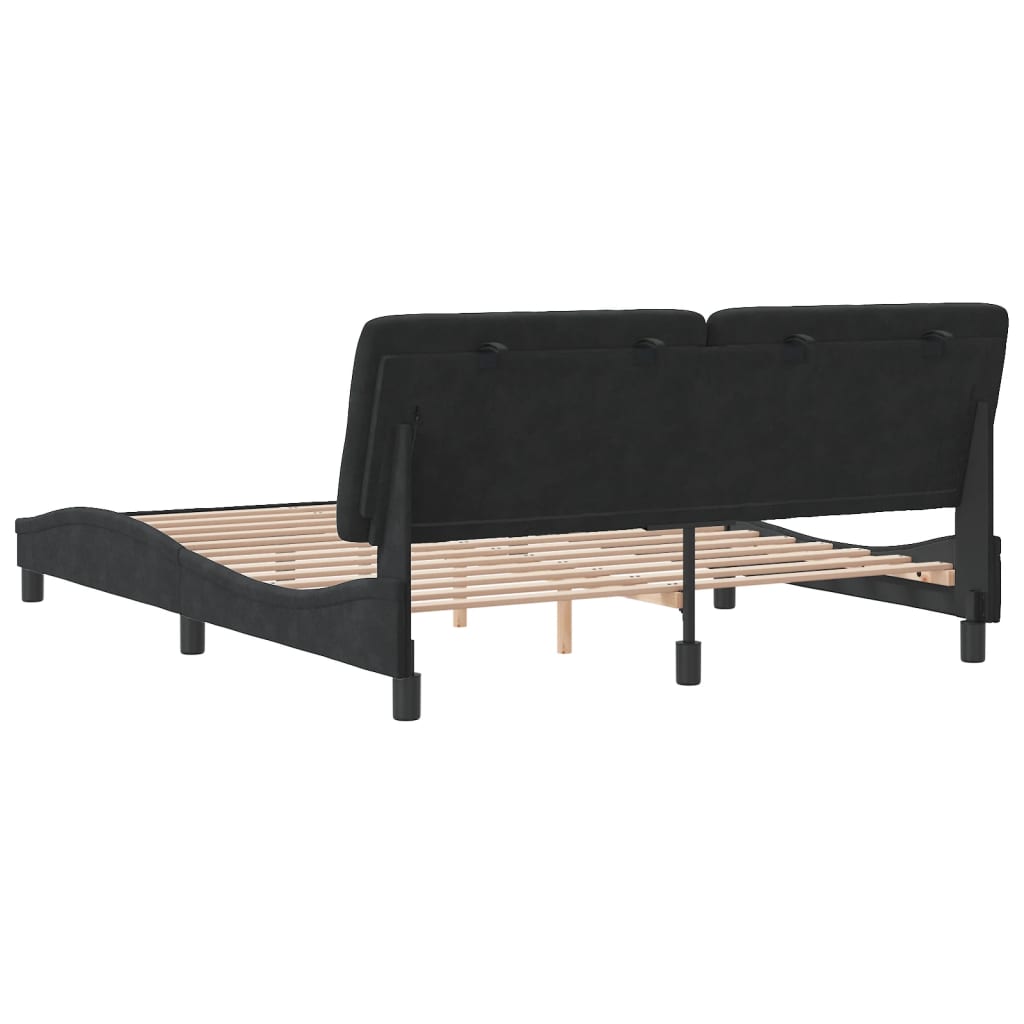 Bed Frame without Mattress Black 152x203 cm Queen Velvet