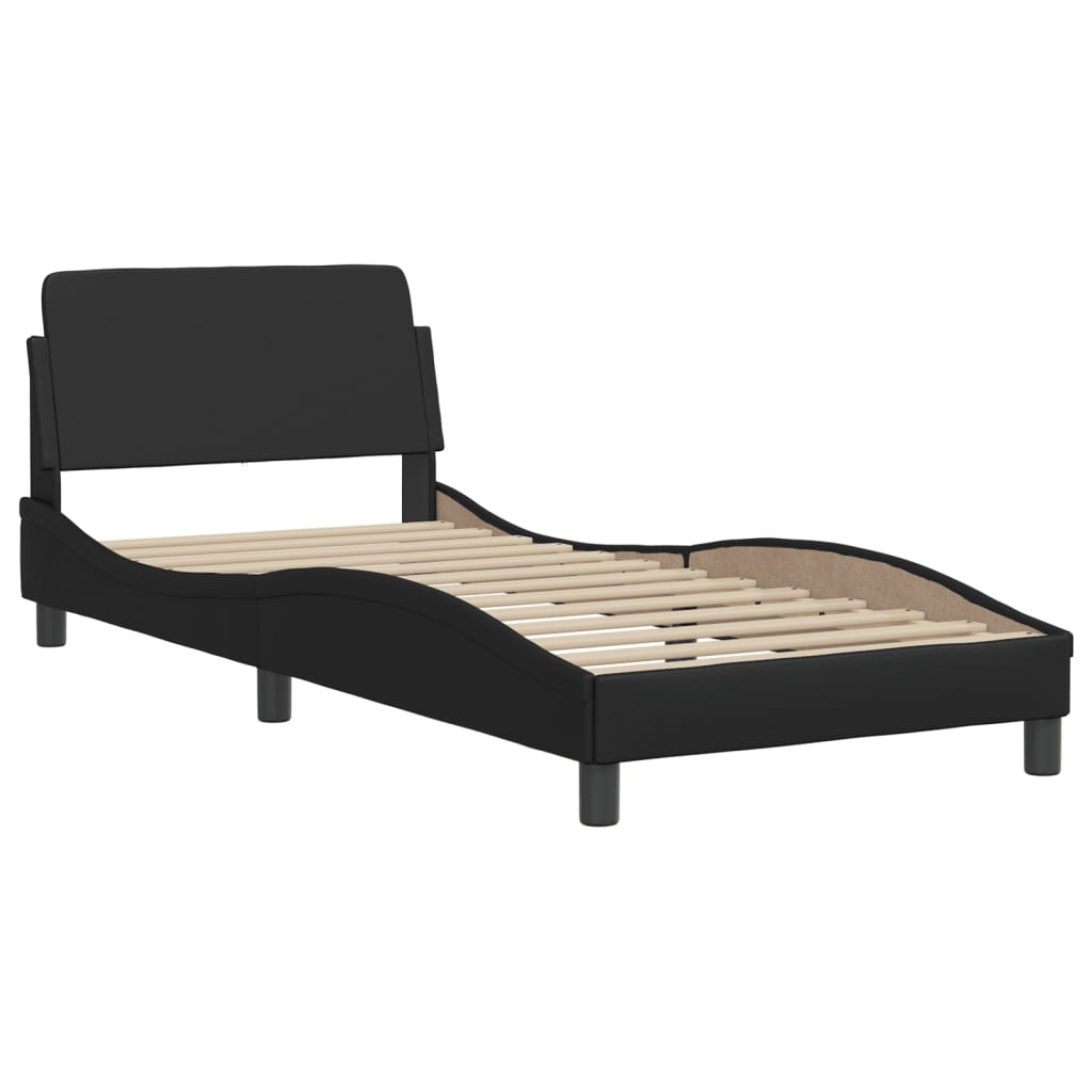 Bed Frame without Mattress "Hvar" Black 90x190 cm Faux Leather