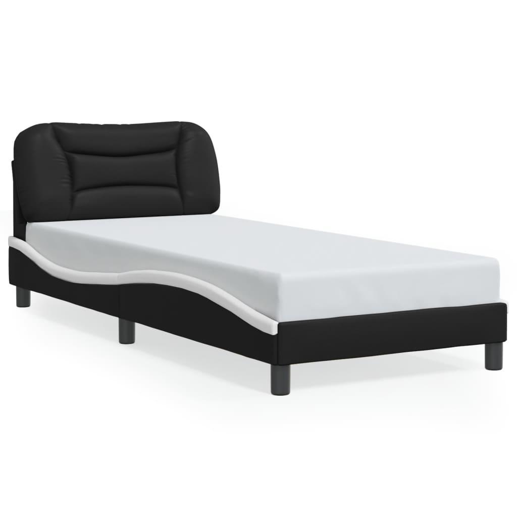 Bed Frame without Mattress Black and White 90x190 cm Faux Leather