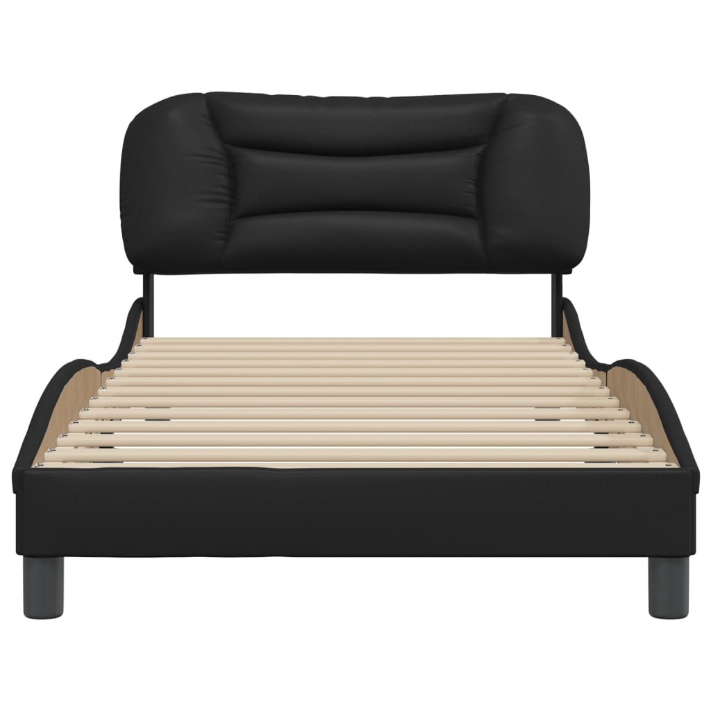 Bed Frame without Mattress "Hvar" Black 107x203 cm King Single Faux Leather