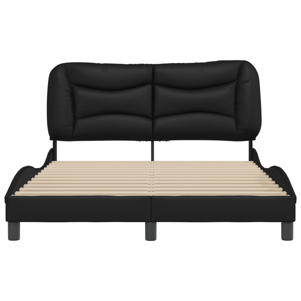 Bed Frame without Mattress "Hvar" Black 137x190 cm Double Faux Leather