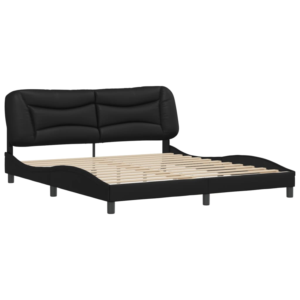 Bed Frame without Mattress "Hvar" Black 180x200 cm King Faux Leather