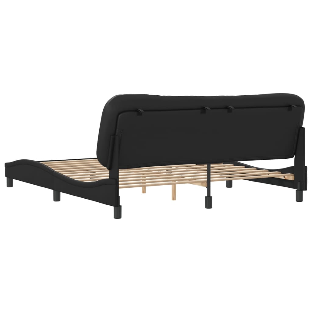 Bed Frame without Mattress "Hvar" Black 180x200 cm King Faux Leather
