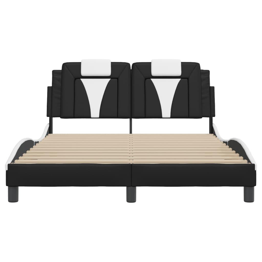 Bed Frame "Viana" without Mattress Black and White 137x190 cm Double Faux Leather