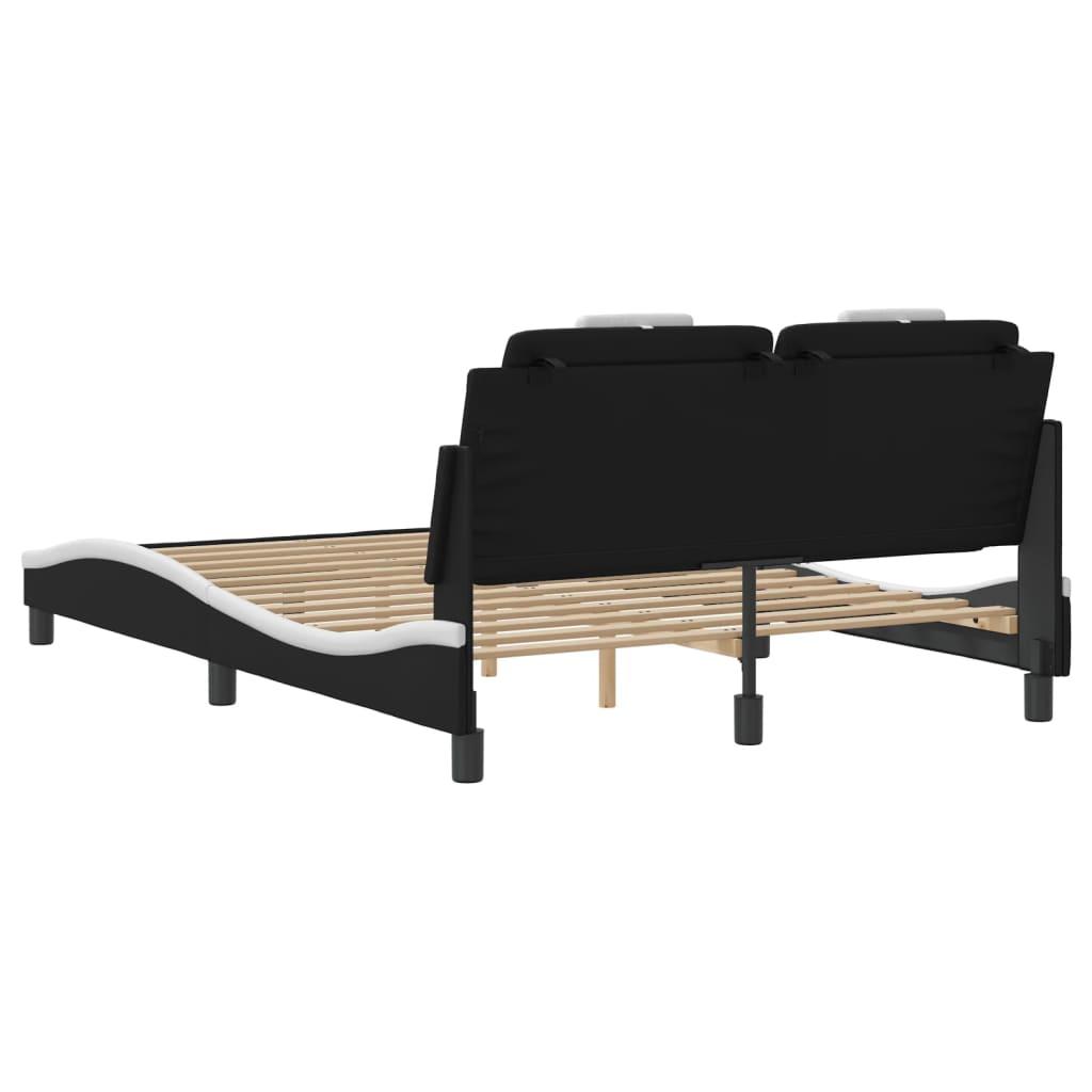 Bed Frame "Viana" without Mattress Black and White 137x190 cm Double Faux Leather