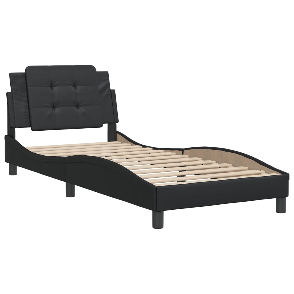 Bed Frame without Mattress Black 90x190 cm Faux Leather