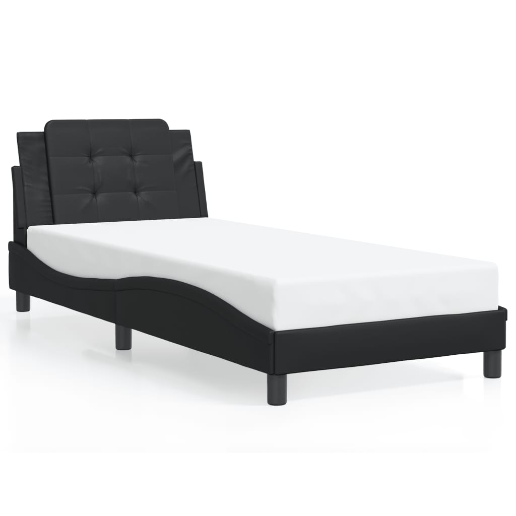 Bed Frame without Mattress Black 107x203 cm King Single Faux Leather