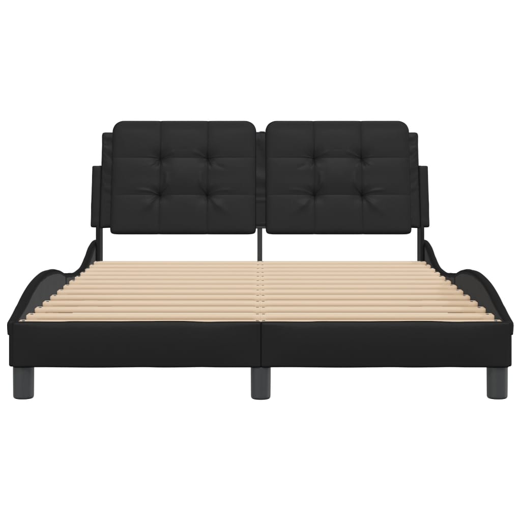 Bed Frame without Mattress "Zadar" Black 137x190 cm Double Fabric