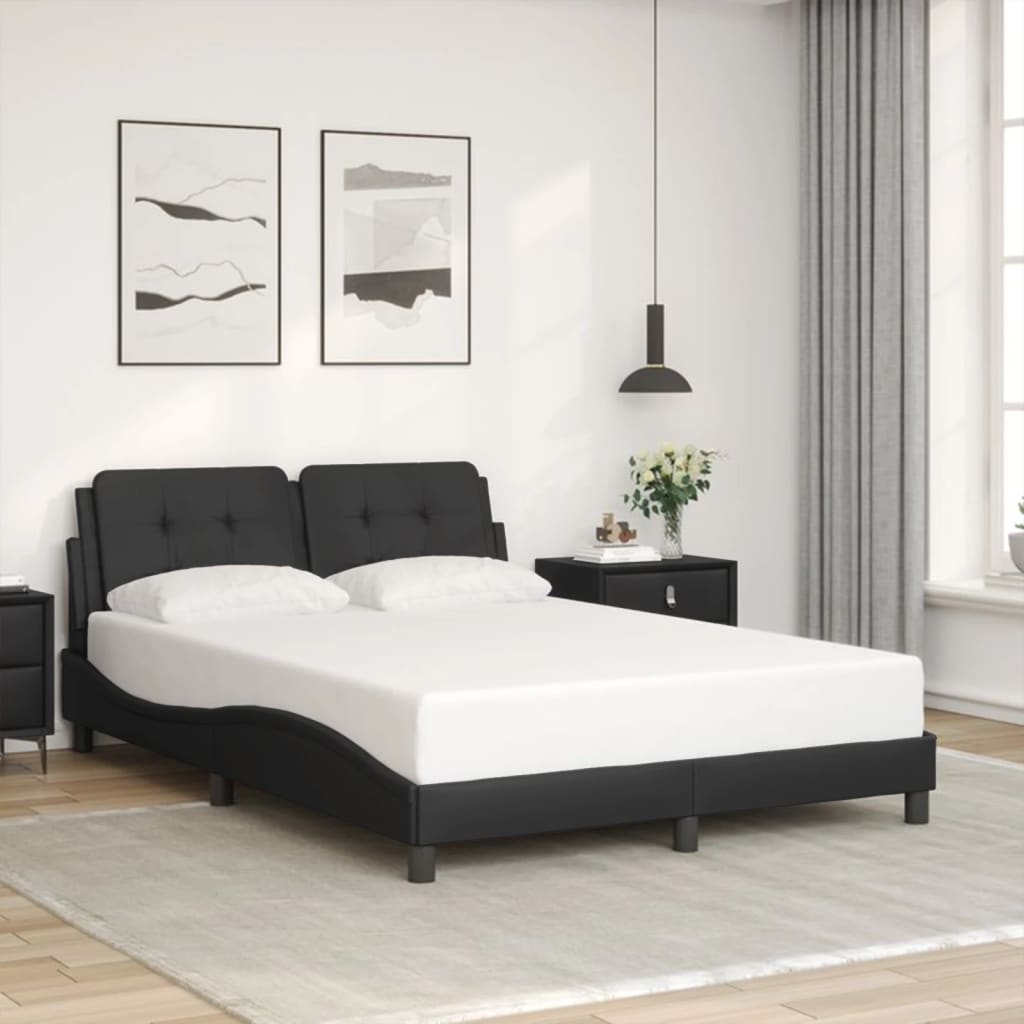 Bed Frame without Mattress "Zadar" Black 137x190 cm Double Fabric