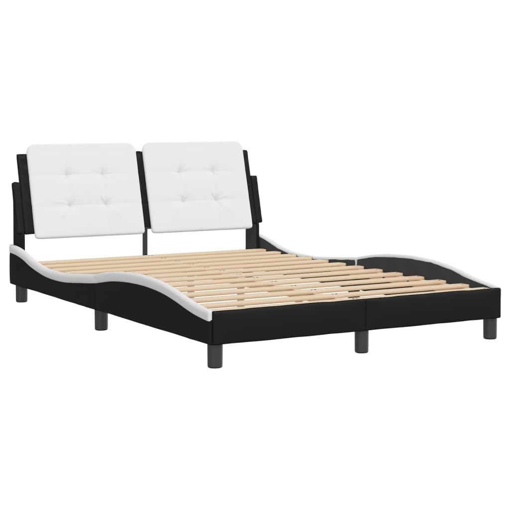 Bed Frame without Mattress "Zadar" Black and White 137x190 cm Fabric