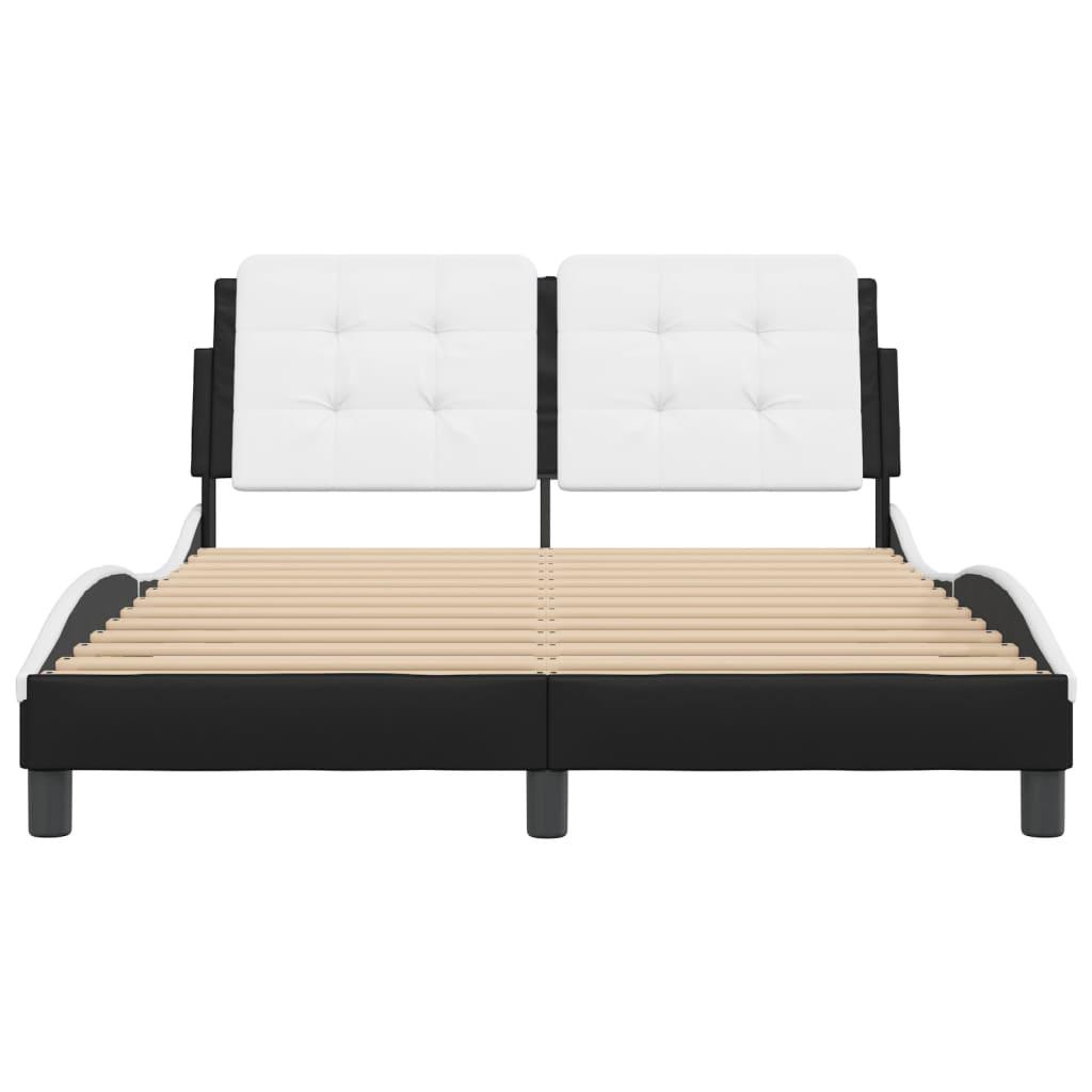 Bed Frame without Mattress "Zadar" Black and White 137x190 cm Fabric