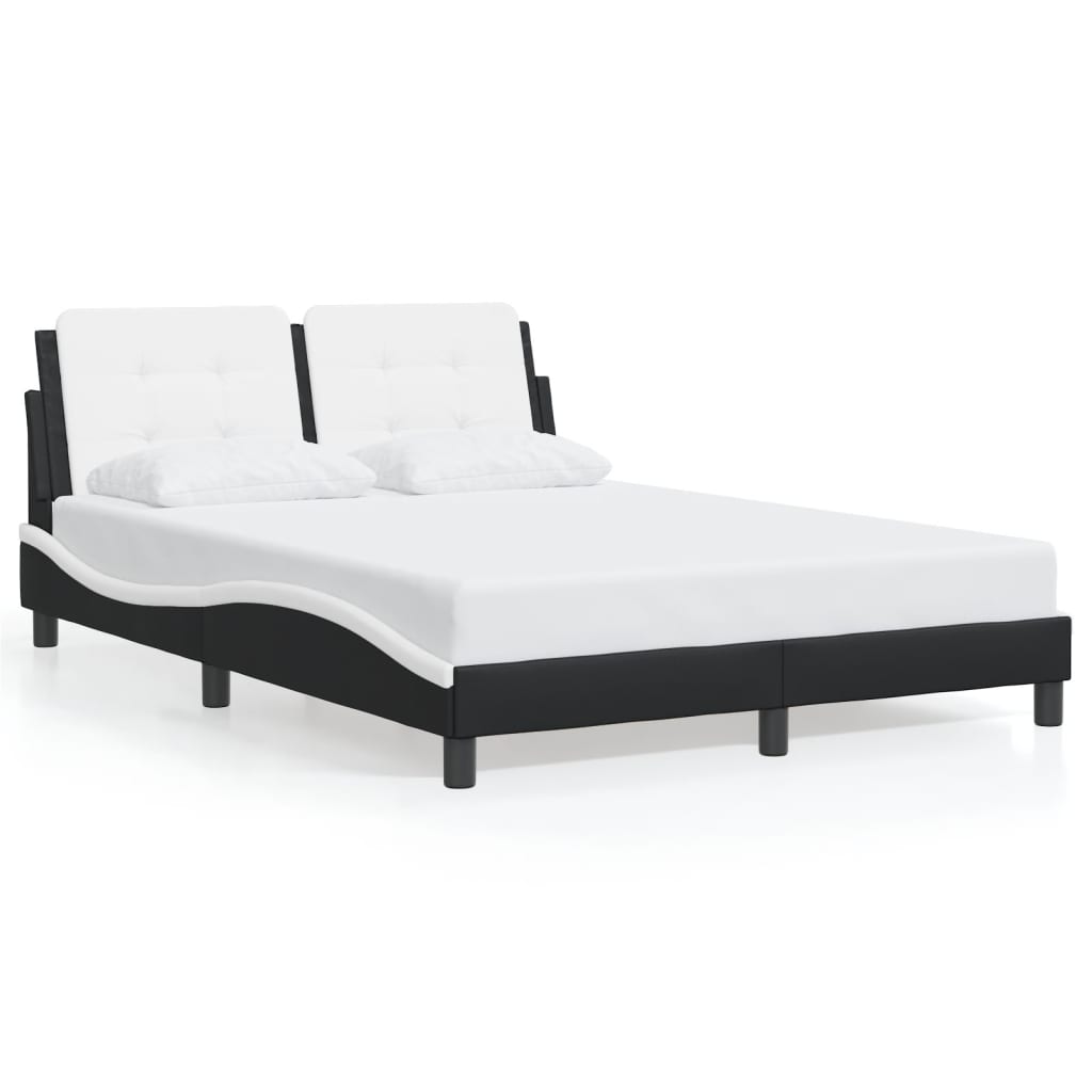 Bed Frame without Mattress Black and White 137x187 cm Double Faux Leather