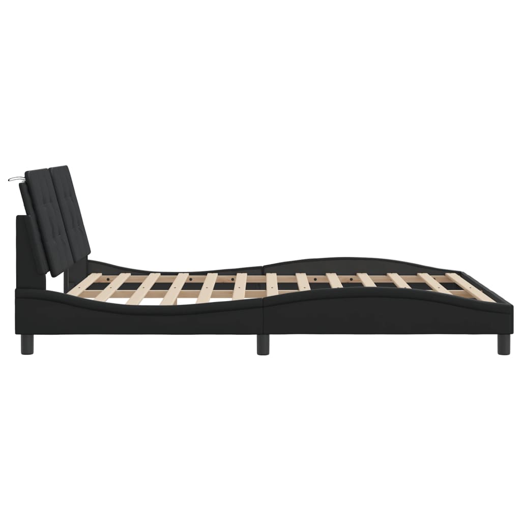 Bed Frame without Mattress "Zadar" Black 152x203 cm Queen Fabric