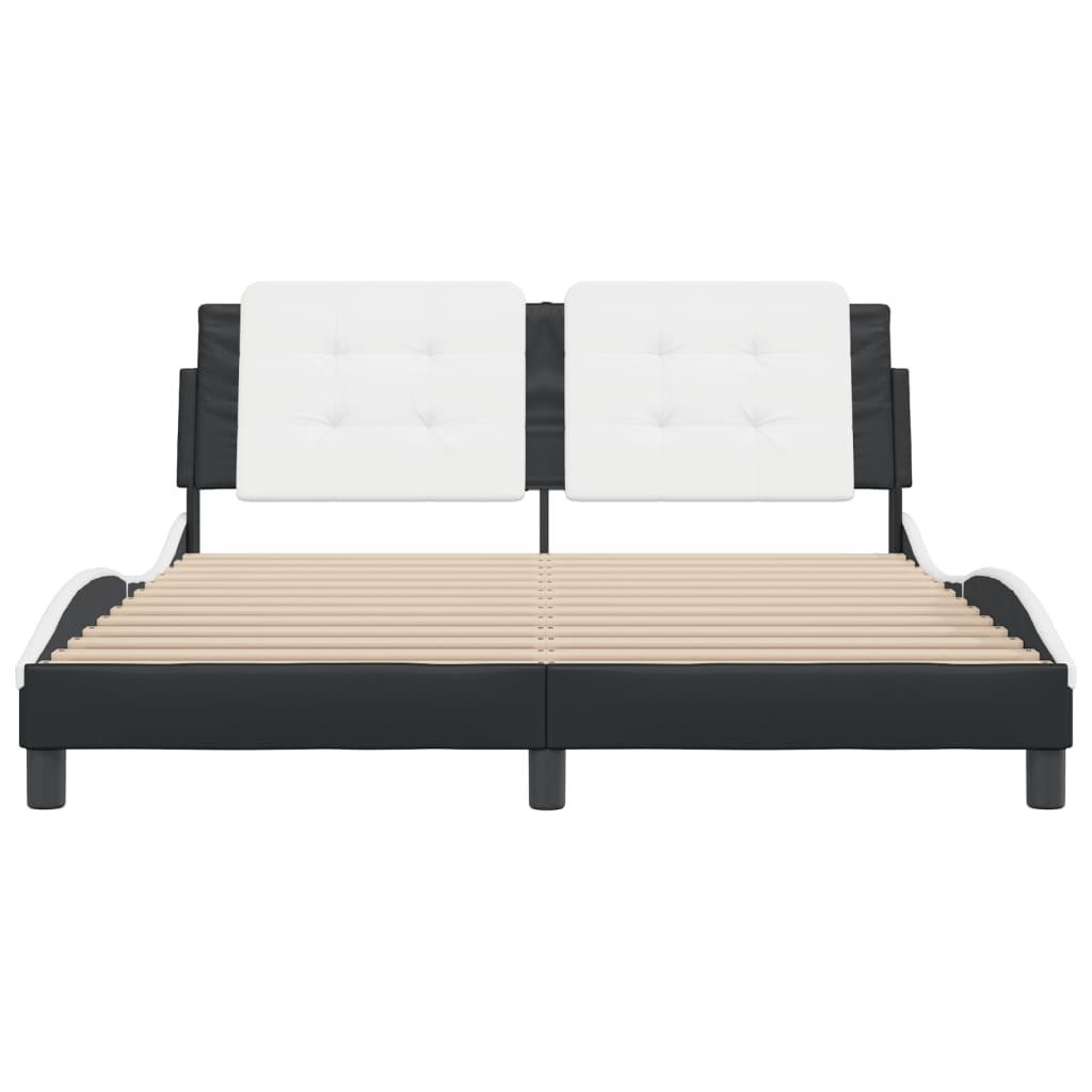 Bed Frame without Mattress Black and White 152x203 cm Queen Faux Leather