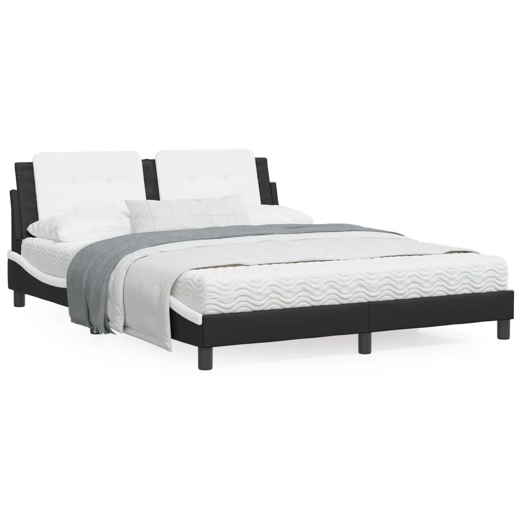 Bed Frame without Mattress Black and White 152x203 cm Queen Faux Leather