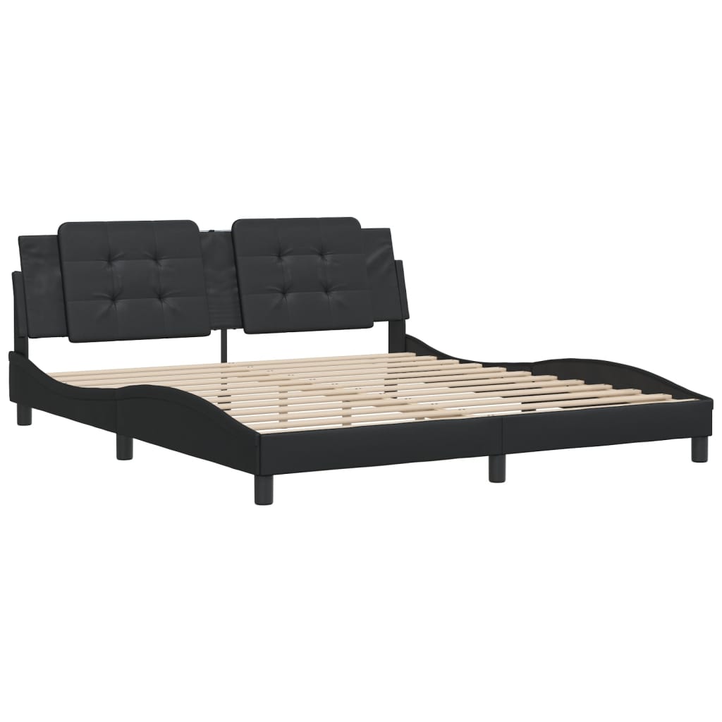 Bed Frame without Mattress Black 183x203 cm King Faux Leather