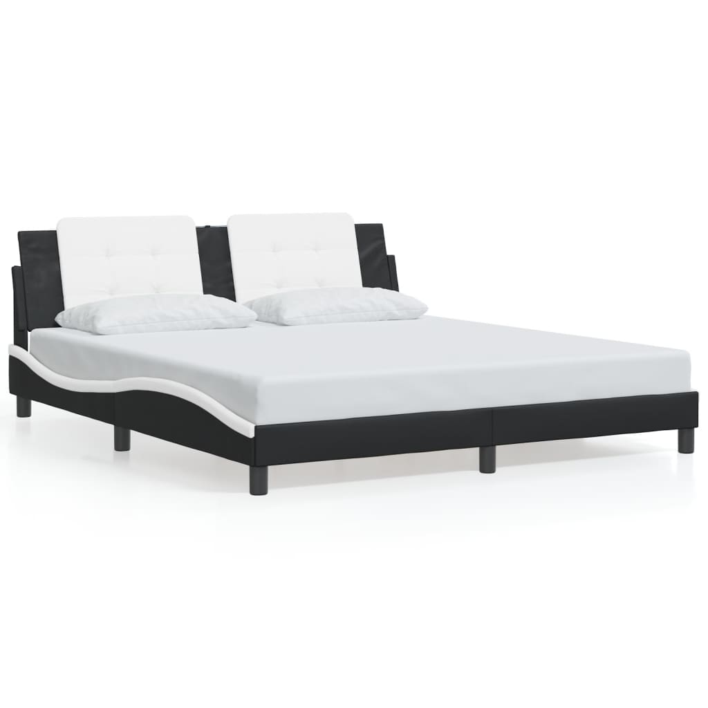 Bed Frame without Mattress "Zadar" Black and White 180x200 cm King Fabric