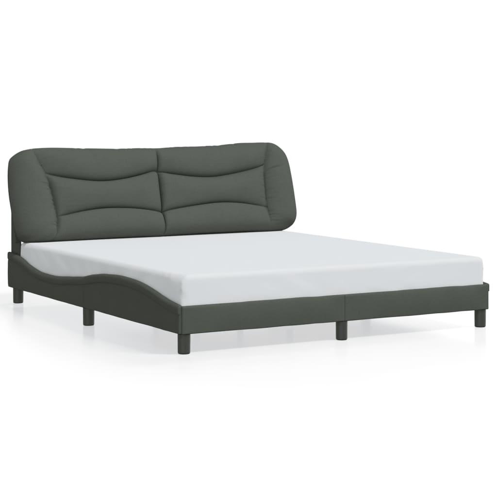 Bed Frame with LED without Mattress &quot;Hvar&quot; Dark Grey 180x200 cm King Fabric