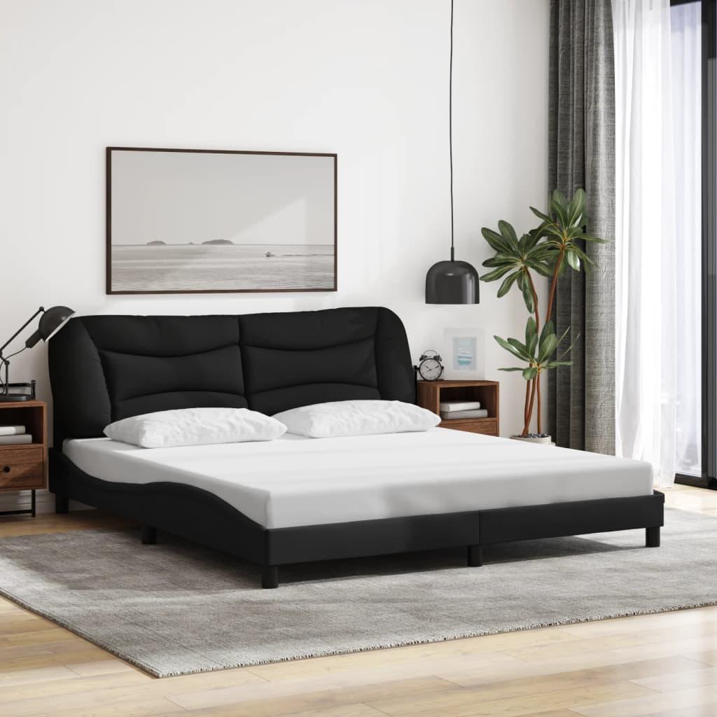 Bed Frame with LED without Mattress Black 183x203 cm King Fabric