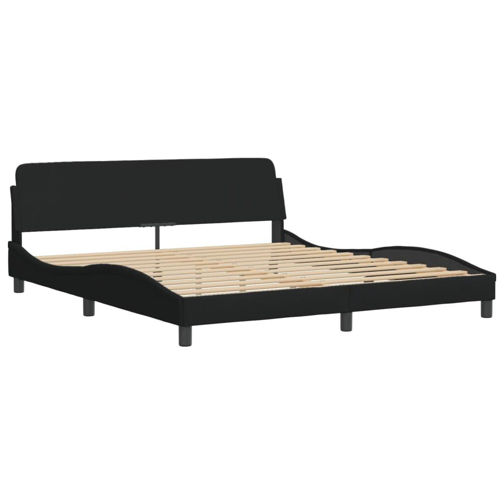 Bed Frame with LED without Mattress Black 183x203 cm King Fabric