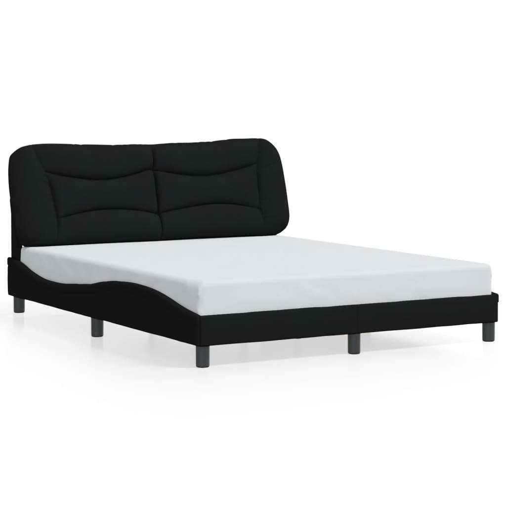 Bed Frame with LED without Mattress "Hvar" Black 152x203 cm Queen Fabric